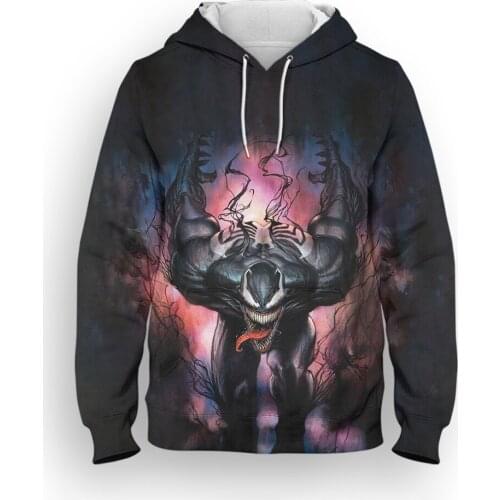 Venom Mens hoodie New 3D Print Spring Autumn Boy Girl Child Long sleeve hoodie Streetwear Women Oversized Hooded sweatshirts