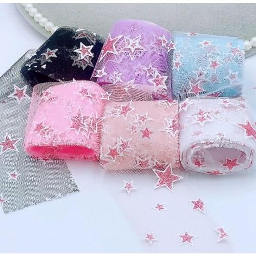 6cm/12cm five-pointed star Tulle Ribbon 25 yards DIY handmade material Headwear Hair bow clothing accessories