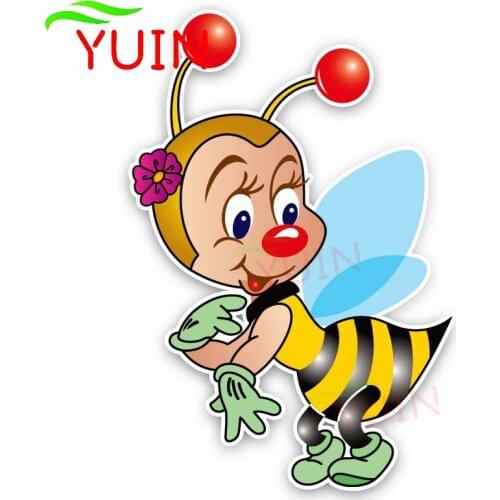 Lovely Animal Decals A Beautiful Bee Car Sticker Fashion Style PVC Decoration Accessories Waterproof Sunscreen Decal 20*13cm