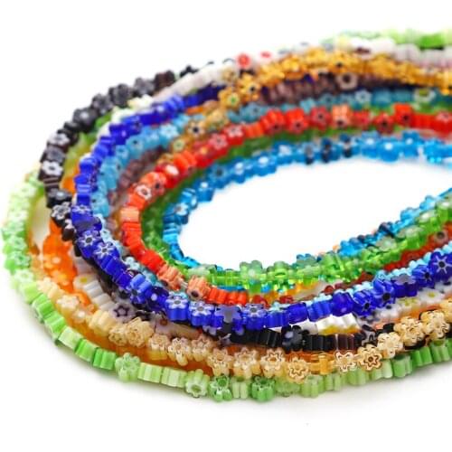 4-5mm 45pcs Colorful Lampwork Beads Mixed Color Flower Pattern Glass Beads For Jewelry Making Bracelet Necklace DIY Accessories