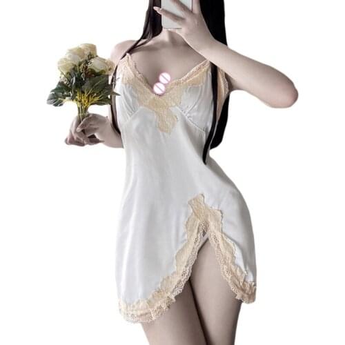 649D Womens Temptation Pajamas Sexy Erotic Sweet Cute Suspender Nightdress Summer Deep V Lingerie Comfortable to Wear