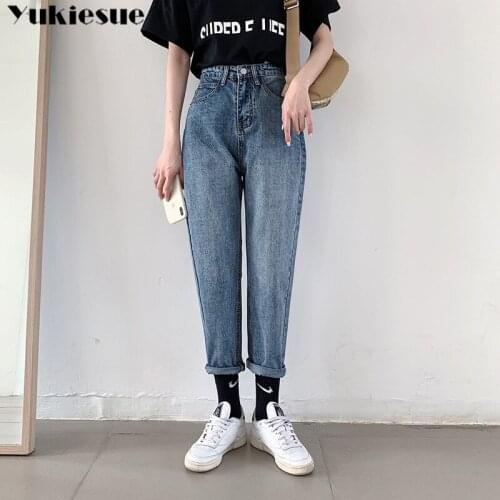 Women Streetwear Mom Jeans woman High Waist Loose Jeans Pockets Boyfriend harem Pants Casual Ladies Denim Trousers Plus size