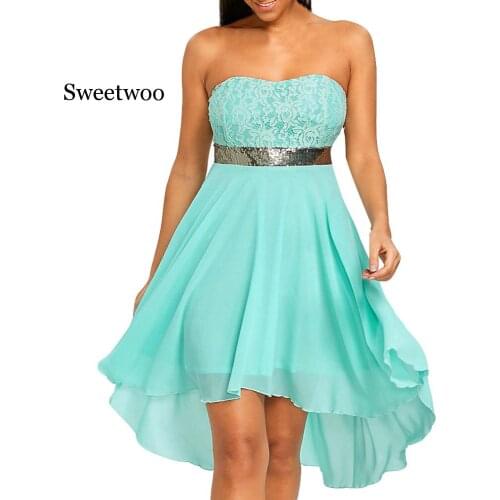 Women Party Dress Off Shoulder sexy vintage Bandeau Dress Empire Waist Chiffon Irregular elegant dresses vestidos de