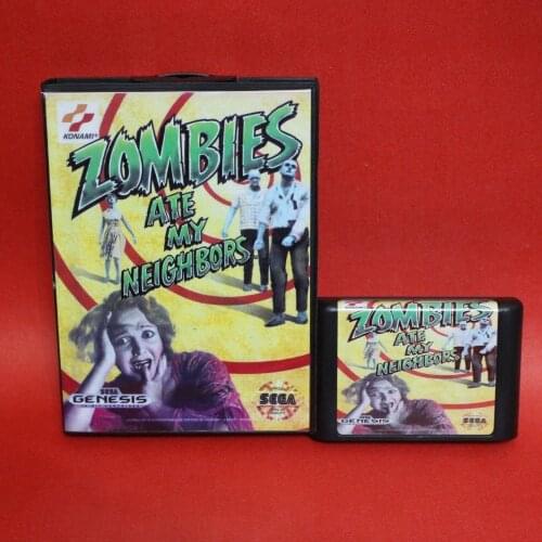 Zombies Ate My Neighbours 16 bit MD card with Retail box for Sega MegaDrive Video Game console system