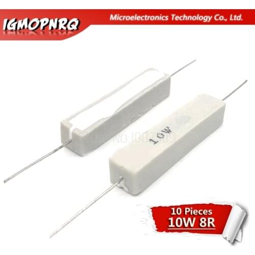 10pcs 10W Cement resistance resistor 8 ohm8R Bedroom resistance 10W-8R