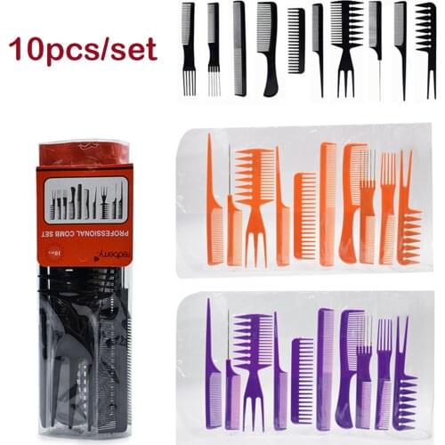 10 Pcs/Set Professional Hair Brush Comb Salon Barber Anti-static Hair Combs Hairbrush Hairdressing Combs Hair Care Styling Tools