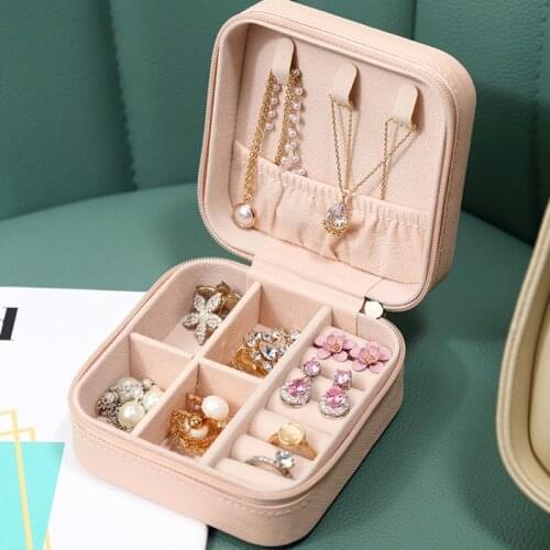 13MC Portable Universal Jewelry Organizer PU Leather Display Case Earrings Ring Necklace Jewellery Storage Box Organizer