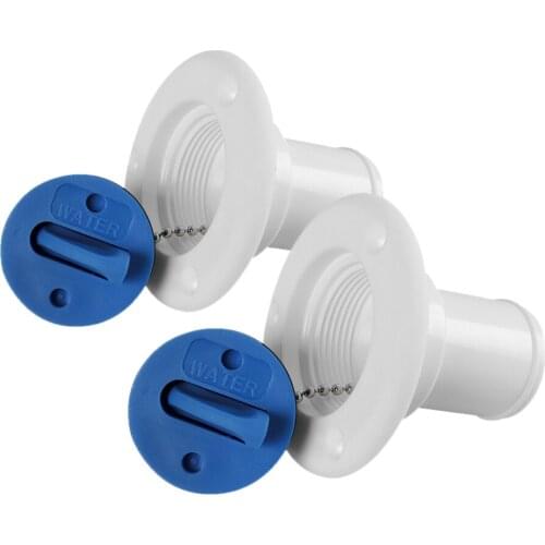 2pcs Nylon Marine Boat Deck Water Filler w/ Blue Keyless Cap for Boats Yacht - 38mm 1 1/2 inch