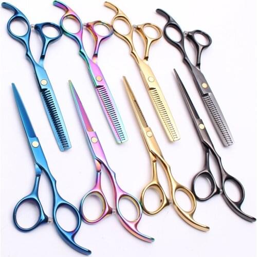 2Pcs 5.5" 16cm Japan Engraving Logo Cutting Shears Thinning Scissors Barber Scissors Style Tool Professional Hair Scissors C1005