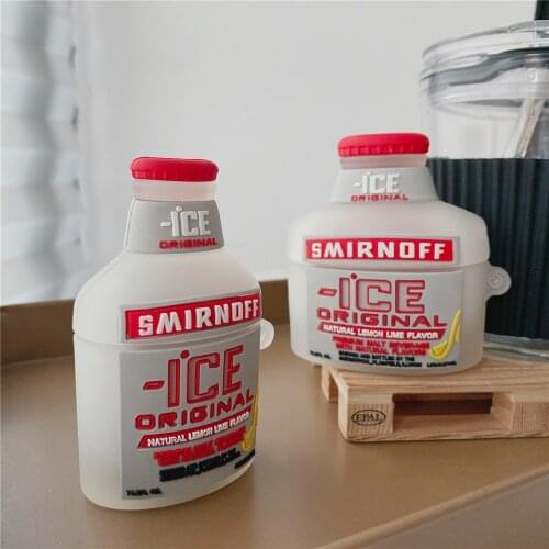 Vodka Drink Bottle Model Earphone Case for Airpods 1 2 pro Cute Soft can stand Protective Cover Accessories with keychain