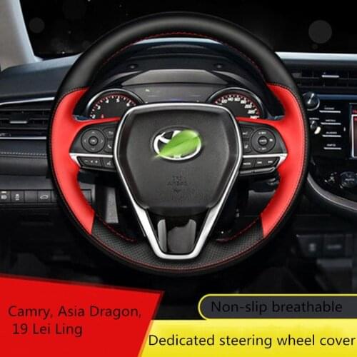 DIY Hand-Stitch Genuine Leather Car Steering Wheel Cover fo Crown 2018 Corolla 2018-2019 Avalon 2018-2019 Car accessories
