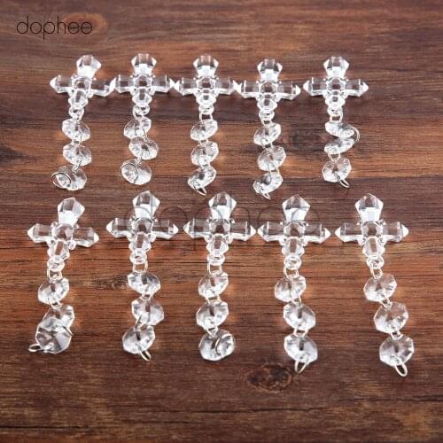 Dophee 10 Strands Marriage Acrylic Crystal Beads 3 Clear Octagonal garland + 1 Acrylic pendant For Party Wedding Decoration