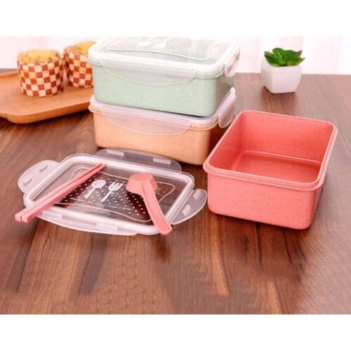 Eco-friendly Wheat Straw Lunch Box for Kids Japanese Student Bento Box Outdoor Portable Food Container Organizer Picnic Lunchbox