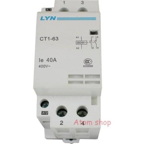CT1-63 2P 40A AC220V normally open household AC contactor /Household contact module 2NO 2NC 1NO1NC