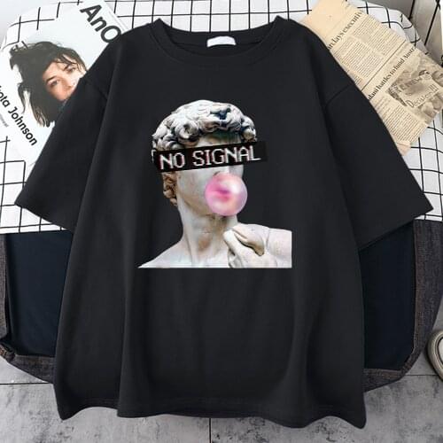 Statue Of David Bubble Gum Popping T Shirts MenS Korean Retro Tee Shirts Trend Vintage Tshirt Breathable Oversized Tee Shirt