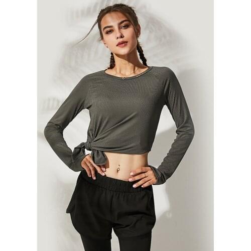 T-shirts women Running clothing Stripe Versatile Long Sleeve yoga shirt Quick dry Breathable Thumbholes Gym Fitness t-shirt Tops