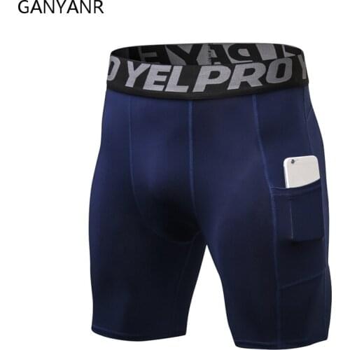 GANYANR Running Tights Men Yoga Basketball Compression Shorts Gym Athletic Leggings Sports quick dry Training Soccer Tennis Sexy