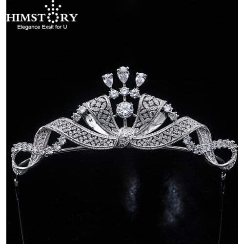 Himstory Luxury Princess Zircon Bride Tiara Crown Bridal Headpiece Hairwear Wedding Decoration Hair Accessories Jewelry