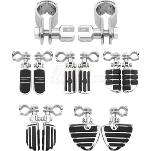 Chrome Motorcycle Highway Crash Bar Clamp Footpeg Engine Guard Foot Pegs For Harley For Custom Cafe Racer For Honda Yamaha