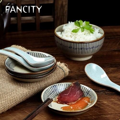 FANCITY Japanese retro ceramic dish household flavored dish commercial small dish dipping kitchen seasoning dish vinegar dish