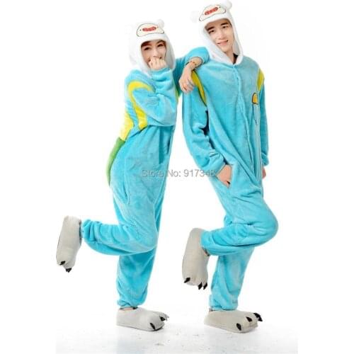 Anime Adventure Time With Finn And Jake Cosplay Costume Romper Onesies Onesie Pyjamas Jumpsuit Hoodies Sleepwear for Adults
