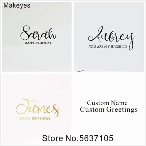 Makeyes Custom Names Wall Decals Personalized Name Piece Wall Sticker Custom Greetings Warm Wallpaper Vinyl Wall Decor Gift Q014