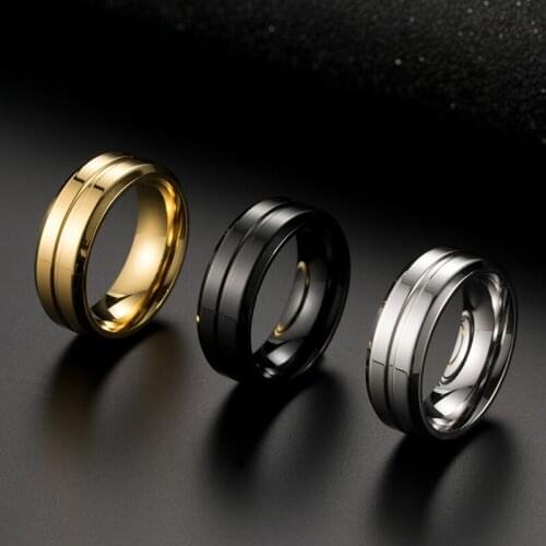 Fashion Stainless Steel Rings for Men European Style Trend Accessories Gold-color Simple Jewelry Factory Wholesale Dropshipping