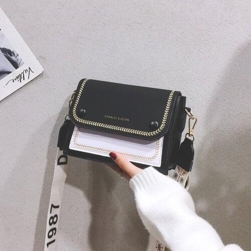 Fashion Trend Shoulder Bags For Woman Retro PU Leather Crossbody Bag Sac Clamshell-type Handbags Contrast Color Small Squre Bags