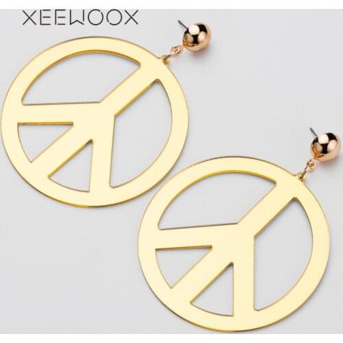 Fashion Jewelry Temperament Matte Pendant Earrings Korean Wild Peace sign Geometric Earring Female Elegant Statement Earrings