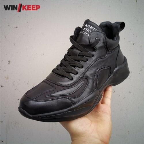 Mens High Quality Leather Sports Shoes Lace Up Cushioning Outdoor Training Running Sneakers Joggers Trainers Shoes Man Footwear