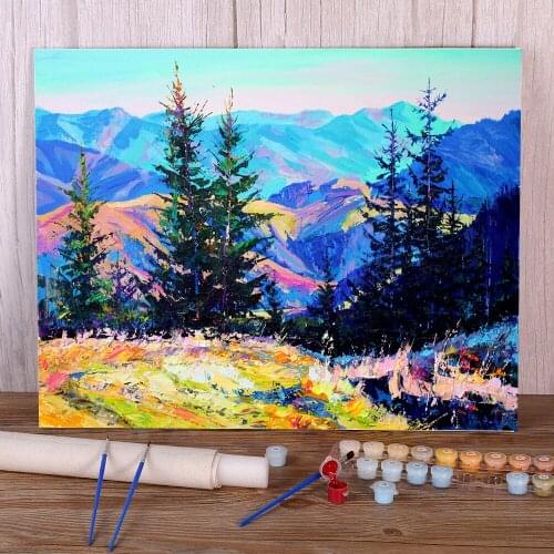 Landscape Autumn Coloring By Numbers Painting Kit Acrylic Paints 50*70 Canvas Pictures Paintings Crafts For Adults Art