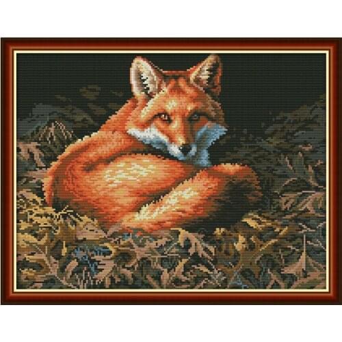 Animal pattern fox cross stitch kit 14ct 11ct count print canvas cross stitch needlework embroidery DIY handmade home decoration