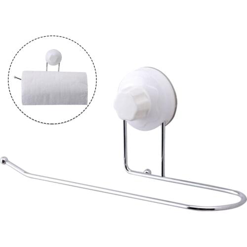Wall-Mount Towel Bar Bathroom Kitchen Paper Holder Tissue Dispenser Suction Cup Towel Bar Clothes Hanger Bathroom Storage Rack