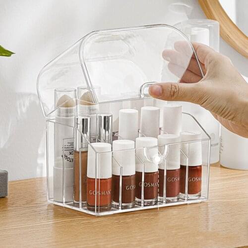 15 Grids Organizer Box Desk Makeup Organizer For Cosmetics With Lid Plastic Transparent Compartment Lipstick Storage Box