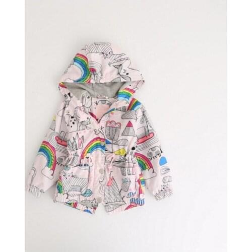 Autumn Spring Childrens Print Flower Jacket For Child Girls Fashion Rainbow Bomber Blazer Fall Toddler Kids Softshell kids Coat