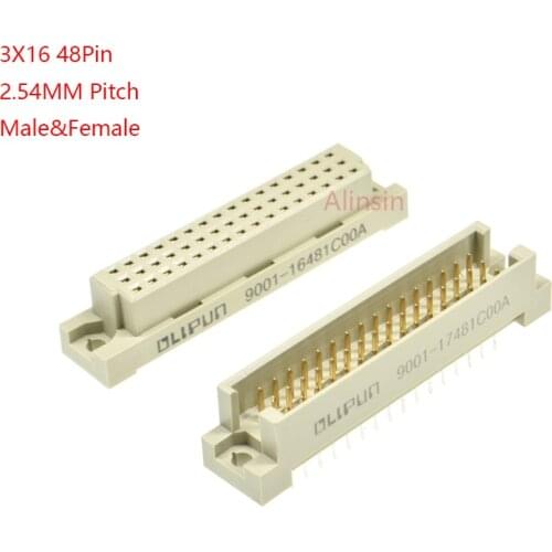 5pcs din 41612 Connector 2 Rows Plug Header Male Female Through Hole 3X16 48 Pin Pitch 2.54 mm 9001 15481 16481 17481 18481