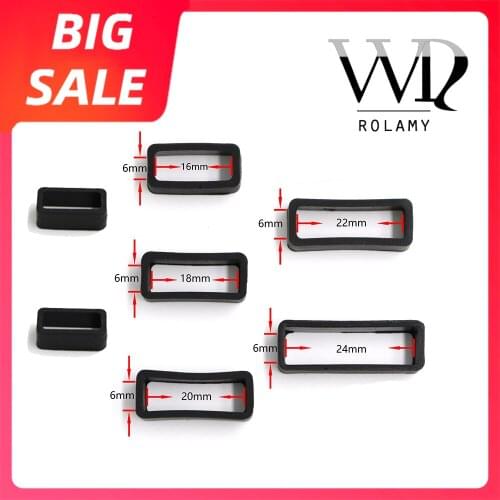 Rolamy 16 18 20 22 24mm Top Quality 1pc Silicone Rubber Loops Replacement Accessories Holder Locker For Wrist Watch Straps Band