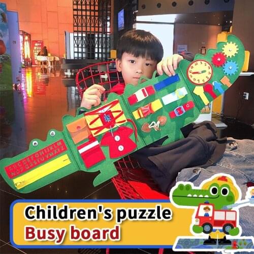 Xibao Early Childhood Education Busy Board Cartoon Crocodile-shaped Satchel Child Baby Educational Life Unlocking Toy
