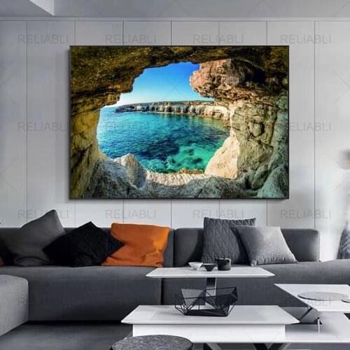 Nordic Landscape Poster Canvas Painting Seascape Scandinavian Lake and Mountain Picture Wall Art Pictures for Living Room Decor