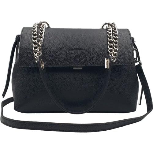 Womens cross body bag attraversiamo Pesaro, genuine leather, Italy, removable leather belt, handle-chain