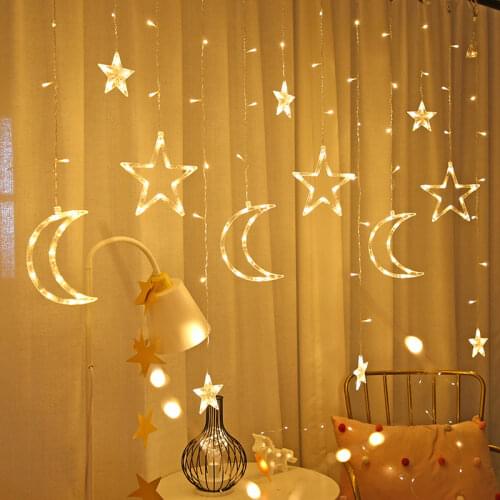 Led Star Lights Full Sky Stars And Moon Garland Curtain Lights Wedding String Lights Holiday Wedding Bedroom Decoration Lights