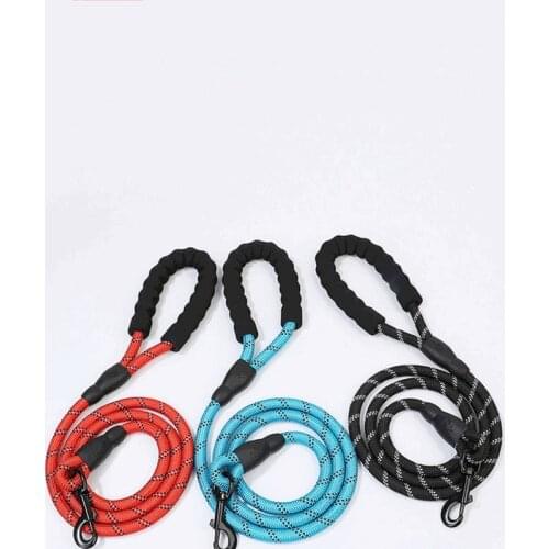 Reflective Multi-color Round Rope Dog Leash Comfortable Handle Hand-shaped Dog Walking Leash