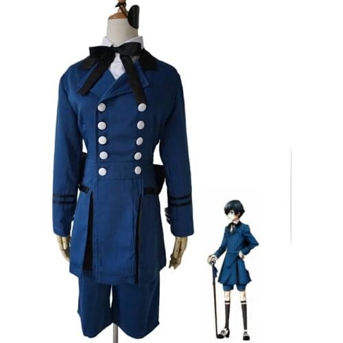Black Butler Ciel Phantomhive Cosplay Costume Blue Uniform Outfit Carnival Halloween Party Costumes for Women/Men Anime Costumes