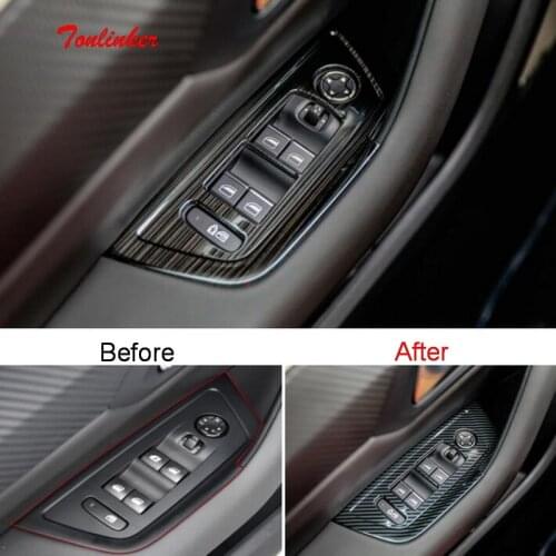 Tonlinker Interior Door Windows Control Cover sticker for Peugeot 508L 2018-19 Car Styling 2 PCS Stainless steel Cover stickers