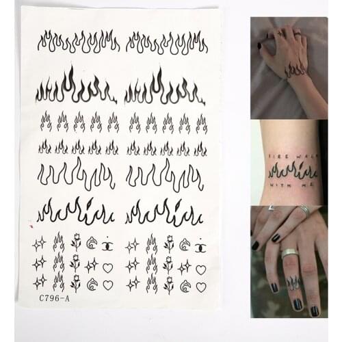 Waterproof Temporary Tattoo Sticker Body Makeup Flame Finger Tattoo Art Clean the surface of the skin to make it dry