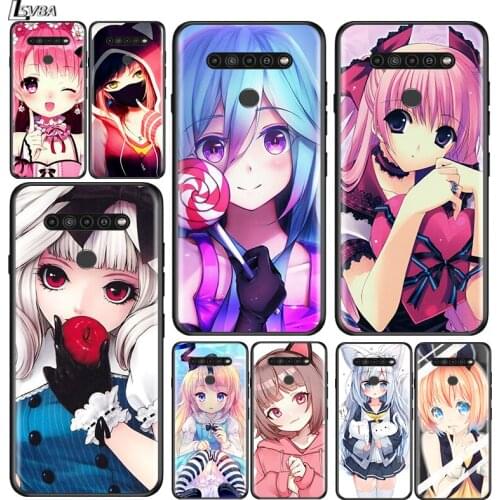 Japanese Cute Anime Girl for LG G8 G8S G8X V30 V35 V40 V50 V60 ThinQ Q60 K40 K50 K51 K61 K71 K92 K62 Soft Black Phone Case