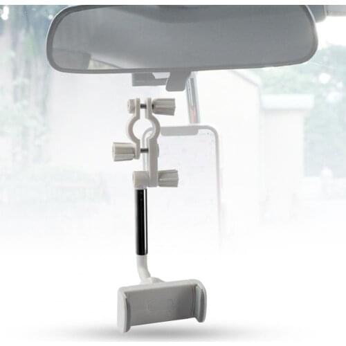 1 Set Cellphone Bracket 360-degree Adjustable Multifunctional Elastic Car Rear View Mirror Phone Holder for Auto