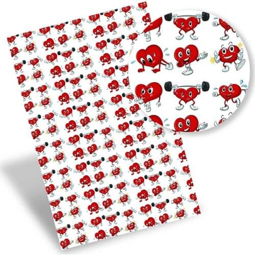 Valentines Day Faux Synthetic Leather Fabric Sheets Love Printed DIY Bows Handbag Handmade Craft Home Textile 22*30cm/0.8mm 1pc