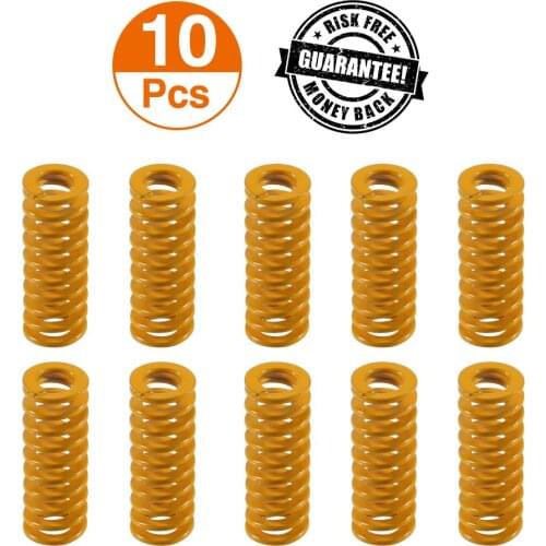 10 Pcs 8mm OD 20 Length Compression Die Springs Light Load Heated Bed Springs for 3D Printer Heatbed Springs