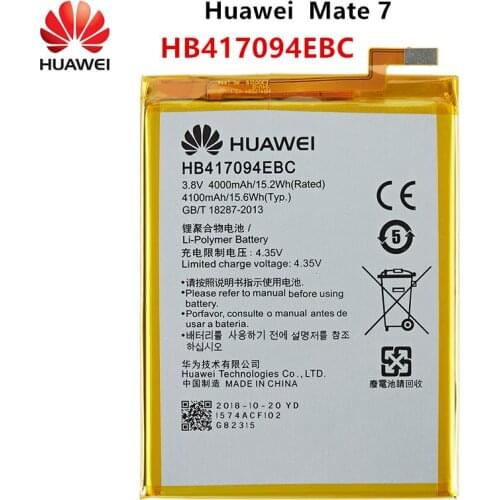 100% Orginal Huawei HB417094EBC 4100mAh Battery For HUAWEI Ascend Mate 7 Mate7 MT7 MT7-TL00 MT7-L09 MT7-TL10 UL00 CL00